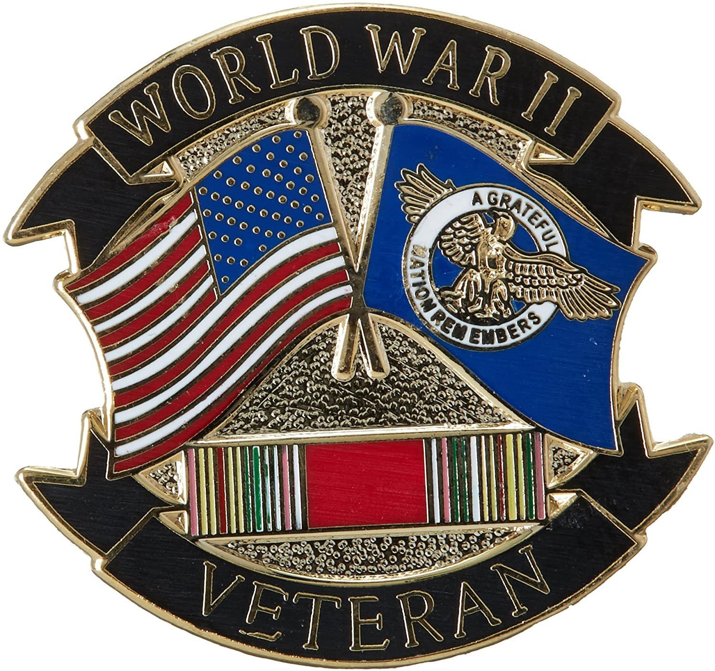 WORLD WAR II Veteran Military Lapel Pin - Ruptured Duck Flag wwII Enamel Pin for Backpack Tie Shirt Trading Button Pinback