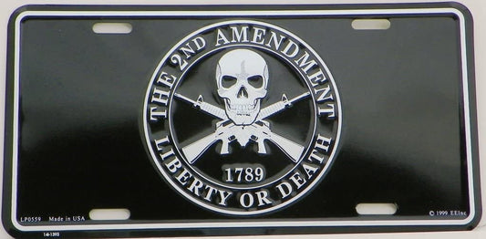 2nd Amendment Liberty or Death Metal License Plate - Patriotic American Military 2nd Amendment 1789 Gadsden Craft Supply