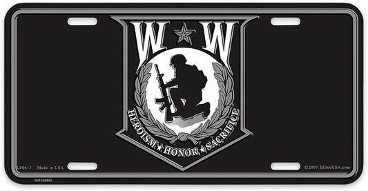 WOUNDED WARRIOR Military Metal License Plate - Veteran Charity Military Sept 11 Heroism Honor Sacrifice Craft Supply
