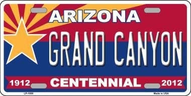 ARIZONA GRAND CANYON Centennial State Background Metal License Plate Diamondbacks