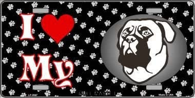 I Love My BULL MASTIFF Metal License Plate Sign Novelty Vanity Dog Lover