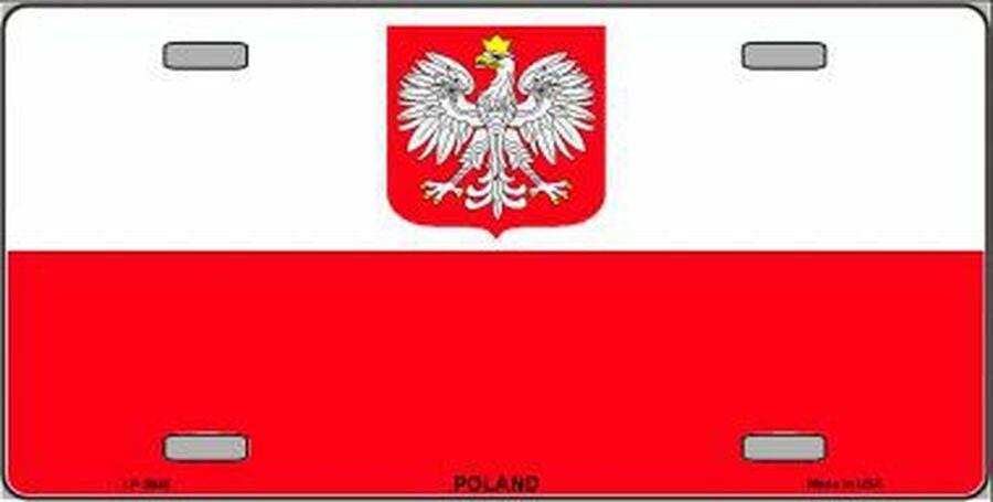 POLAND FLAG Metal License Plate Sign Novelty Vanity Coat of arms of Poland Eagle