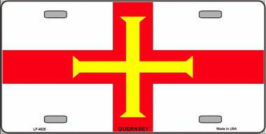 GUERNSEY FLAG Metal License Plate Sign Novelty Vanity