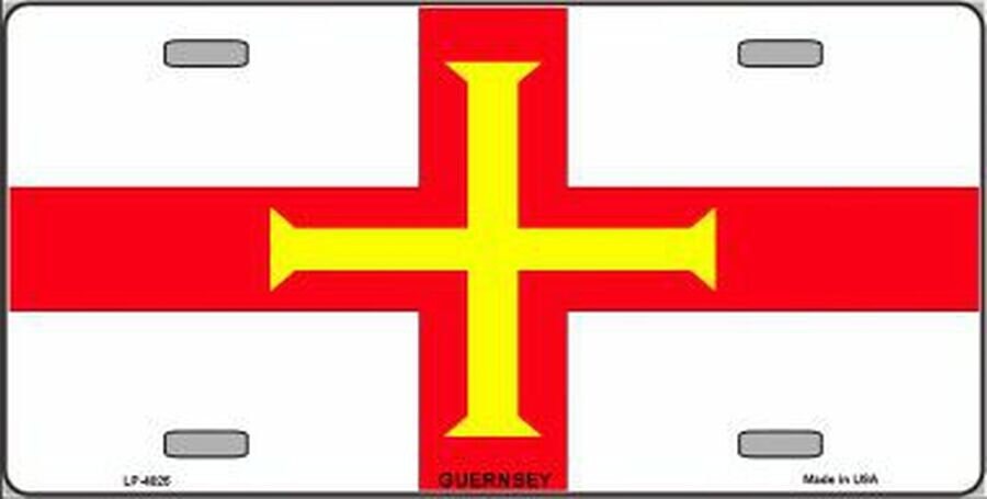 GUERNSEY FLAG Metal License Plate Sign Novelty Vanity Craft Supply