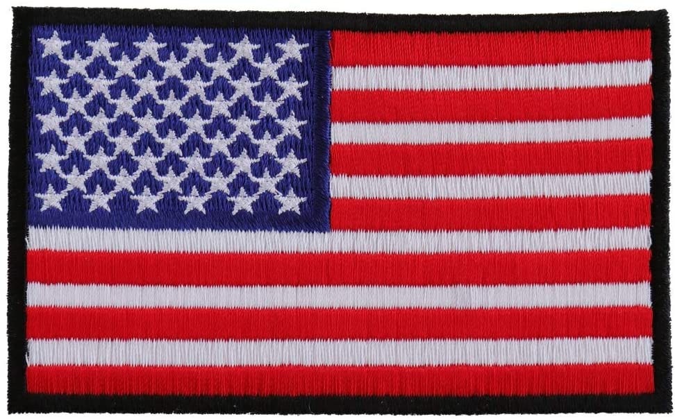US Flag Black Border Patch - Embroidered Iron on Patch - United States of America Flag