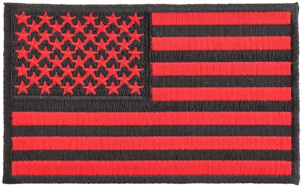 BLACK AND RED American Flag Biker Motorcycle Embroidered Patch