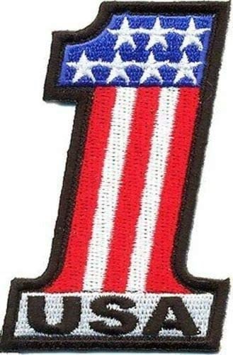 NUMBER 1 USA Patriotic American Flag And Stars Embroidered Patch