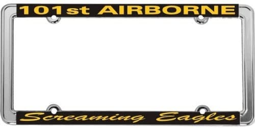 101st AIRBORNE SCREAMING EAGLES Army Thin Rim Metal Chrome License Plate Frame United States Army