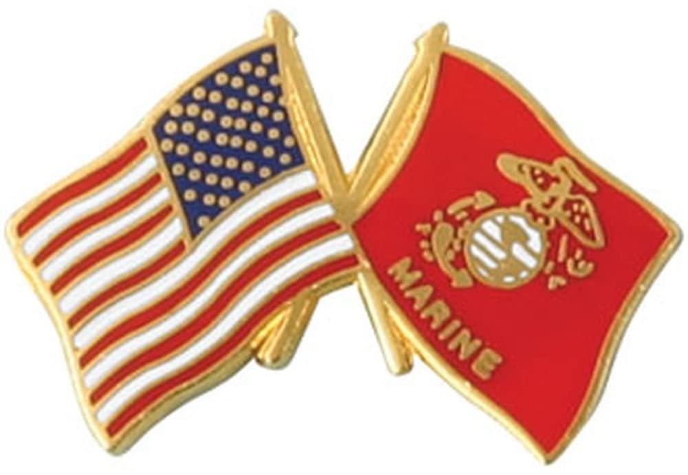 U.S. MARINE CORPS Crossed Flags Lapel Pin - United States Enamel Pin for Backpack Tie Shirt Trading Button Pinback