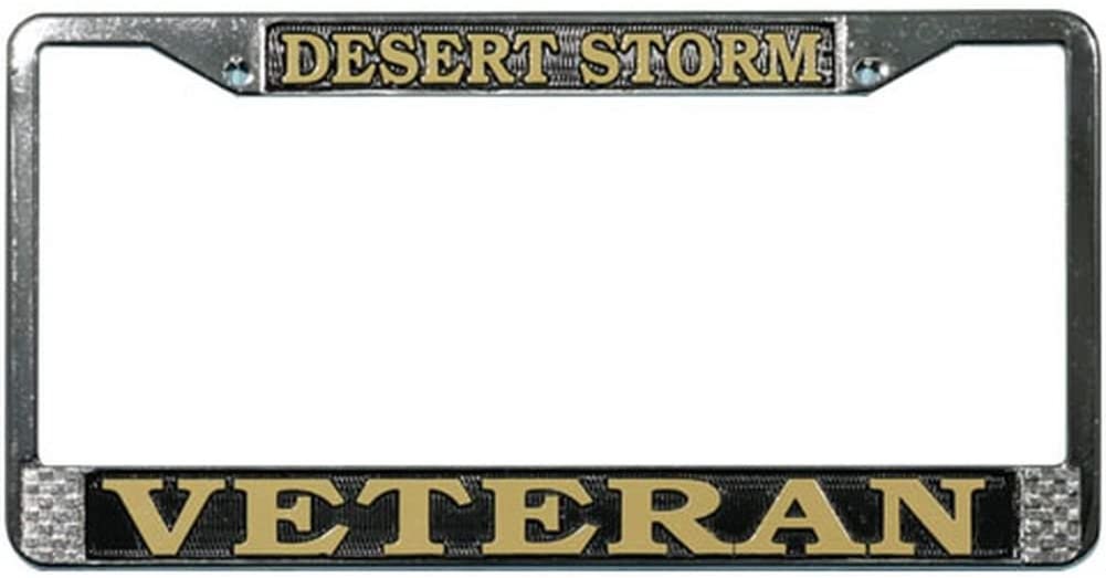 DESERT STORM VETERAN Metal License Plate Frame - United States Military Gulf War Iraq Conflict