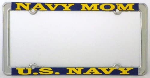 NAVY MOM Thin Rim Metal Chrome License Plate Frame United States U.S. Navy USN Mom Mother