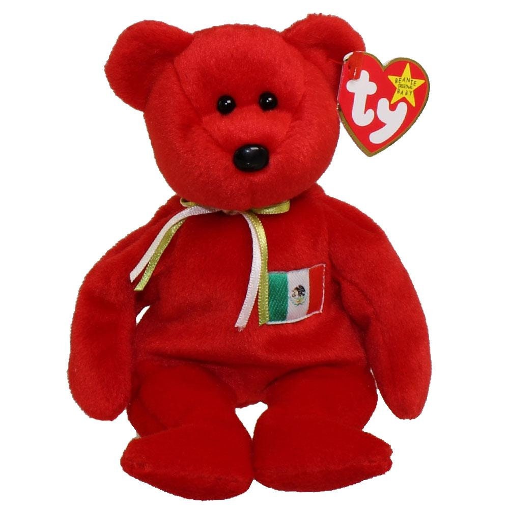 OSITO The Bear Ty Beanie Baby Retired Beanbag Plush - New with Tags - Mexican Flag Bear