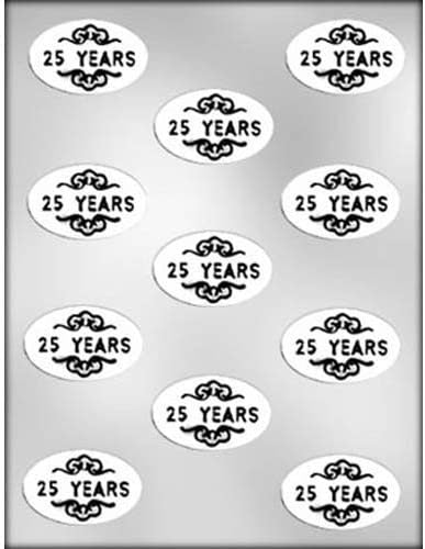 25 YEARS Oval Pieces Chocolate Candy Mold -- 25th Anniversary Celebration