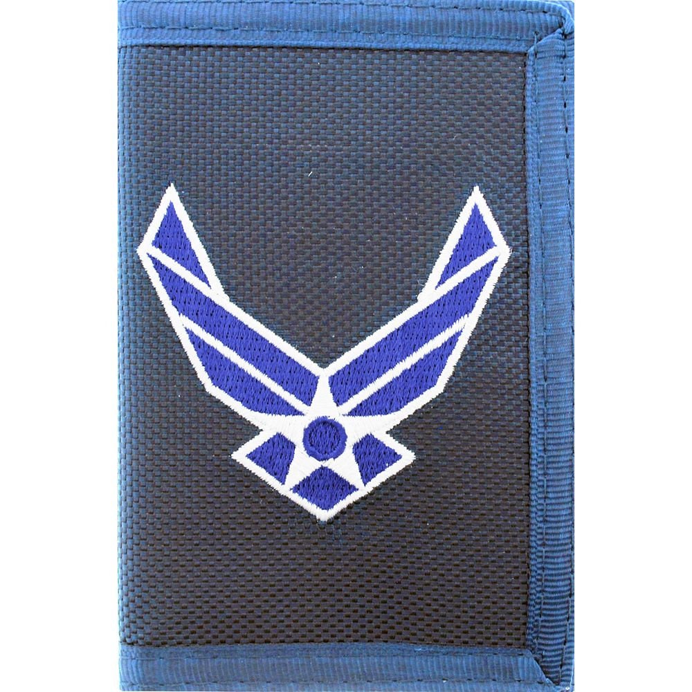 US Air Force Blue Embroidered Symbol Tri Fold Wallet - Velcro United States Air Force Wallet USAF Craft Supply