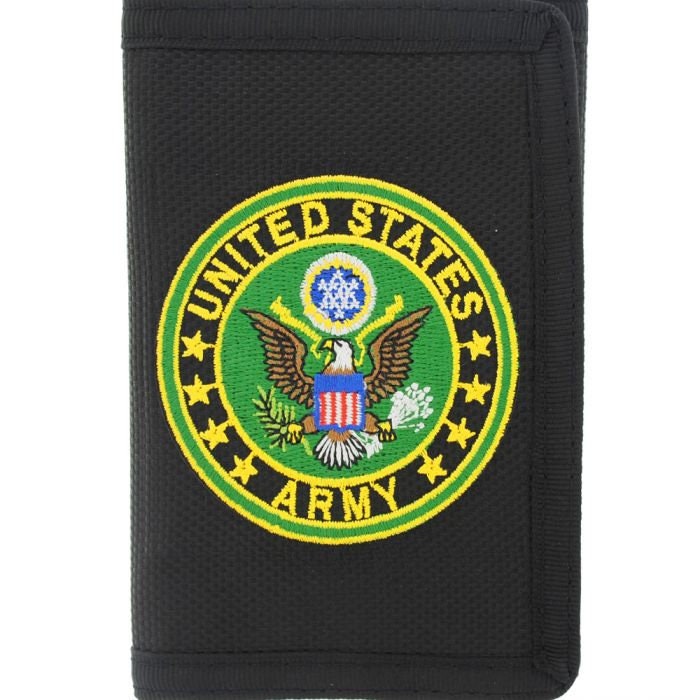 U.S. ARMY Crest Embroidered Tri Fold Wallet - Velcro United States Army Wallet Craft Supply