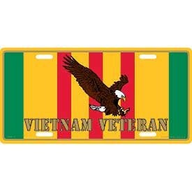 VIETNAM VETERAN Ribbon Eagle Metal License Plate - Veteran War Military Craft Supply