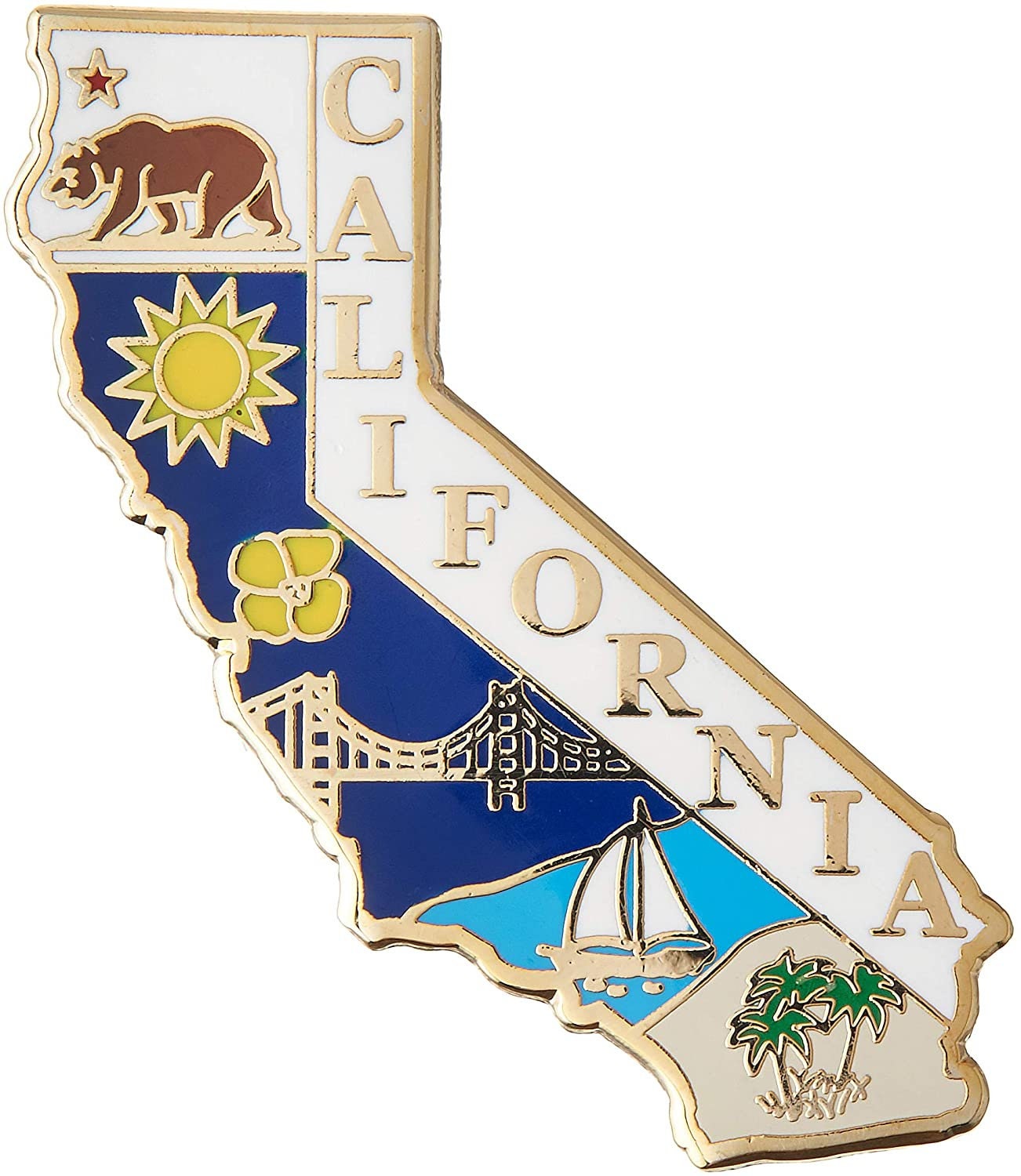 CALIFORNIA STATE Map Lapel Pin - Enamel Pin for Backpack Tie Shirt Trading Button Pinback