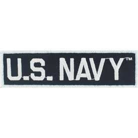 U.S. NAVY Tab White on Black Embroidered Patch Applique - USN United States Navy Military