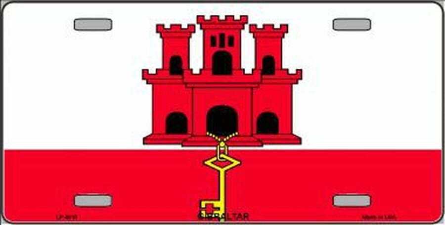 GIBRALTAR FLAG Metal License Plate Sign Novelty Vanity