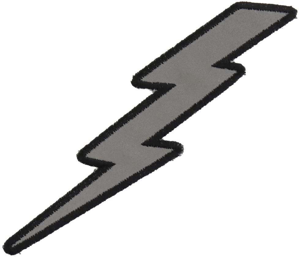 REFLECTIVE LIGHTNING BOLT Left Biker Motorcycle Embroidered Patch