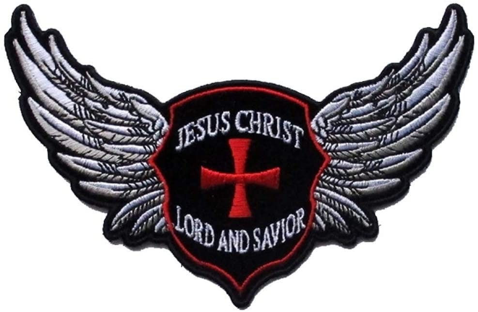Jesus Christ Lord and Savior Wings Christian Biker Embroidered Patch Craft Supply