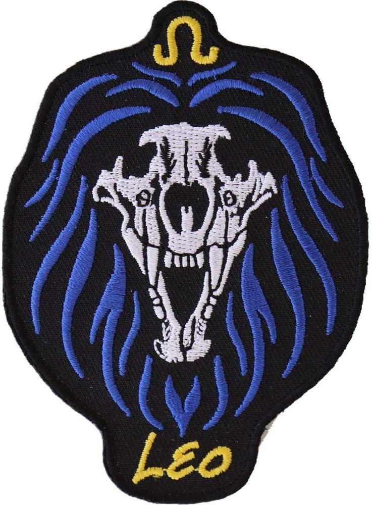 LEO Skull Zodiac Sign Patch - Embroidered Patch Appliqué