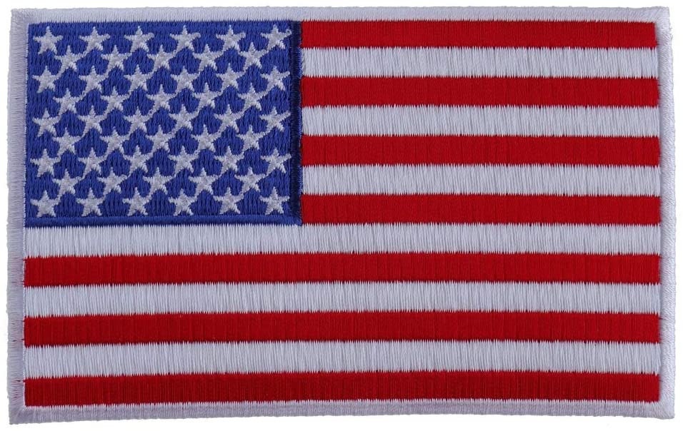 US Flag White Border Patch - Embroidered Iron on Patch - United States of America Flag
