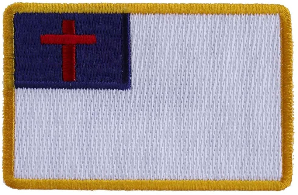 Christian Flag Small Patch - Christian Biker Embroidered Patch