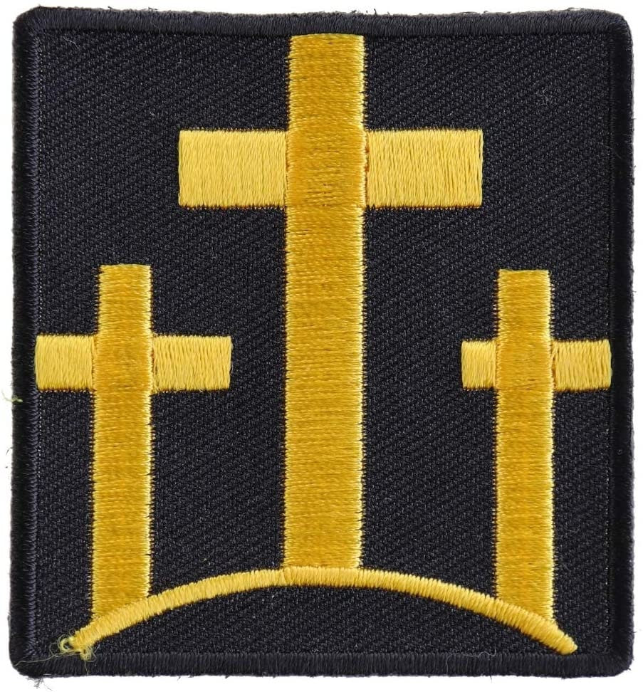 Black and Yellow Three Crosses Patch - Christian Biker Embroidered Patch Craft Supply