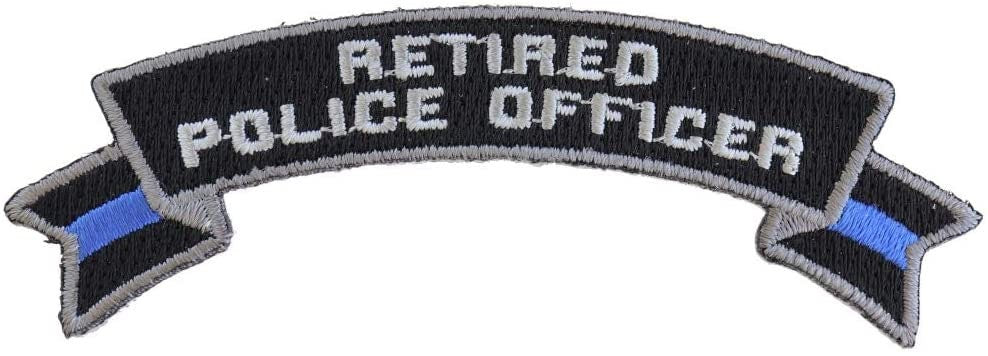 RETIRED POLICE OFFICER Rocker Patch - Thin Blue Line Police Law Enforcement Embroidered Patch
