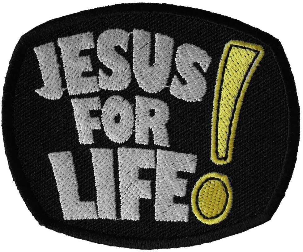 JESUS FOR LIFE Christian Biker Patch - Embroidered Patch Appliqué
