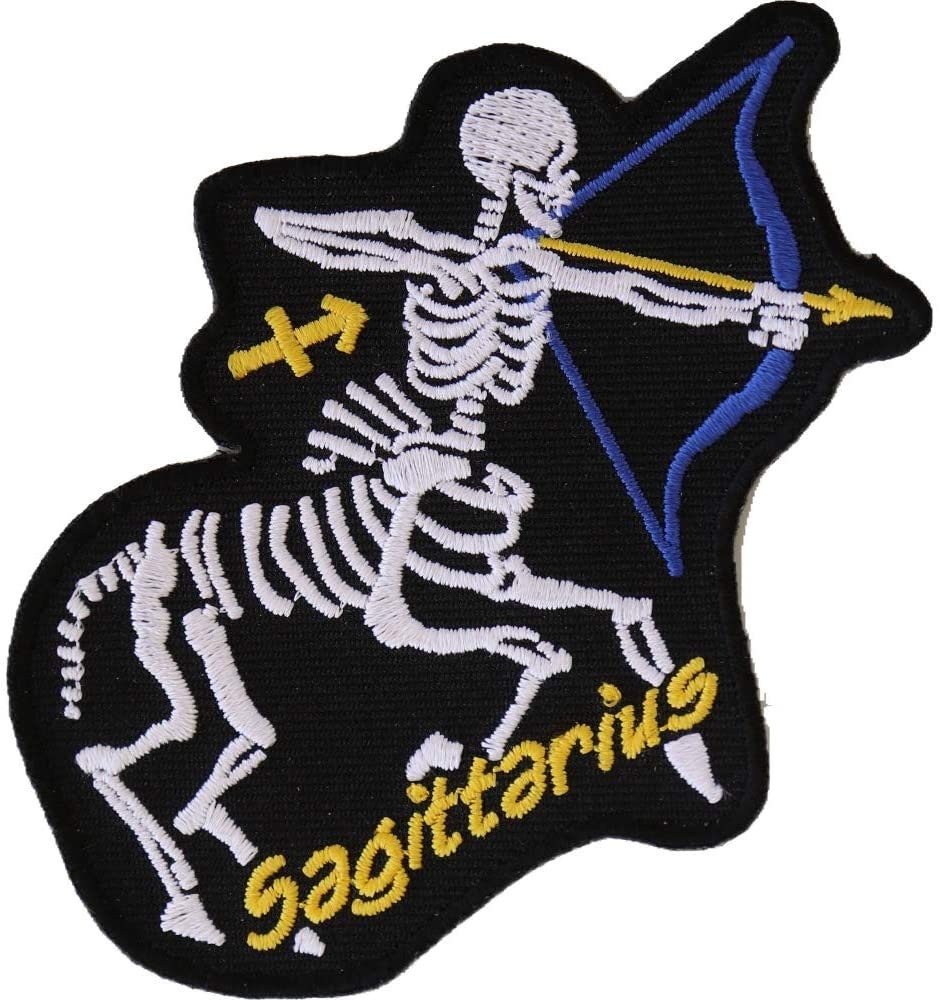 SAGITTARIUS Skull Zodiac Sign Patch - Embroidered Patch Appliqué