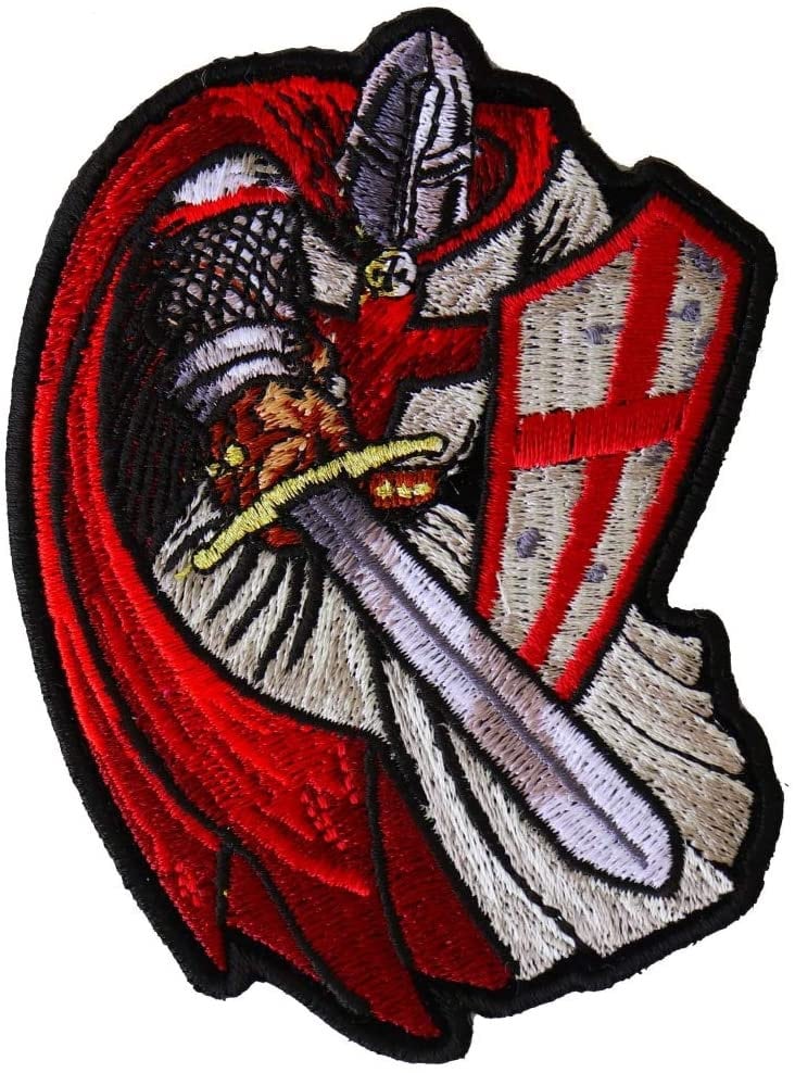 Red Cape Templar Knight Patch - Crusader Medieval Knight Embroidered Patch Appliqué
