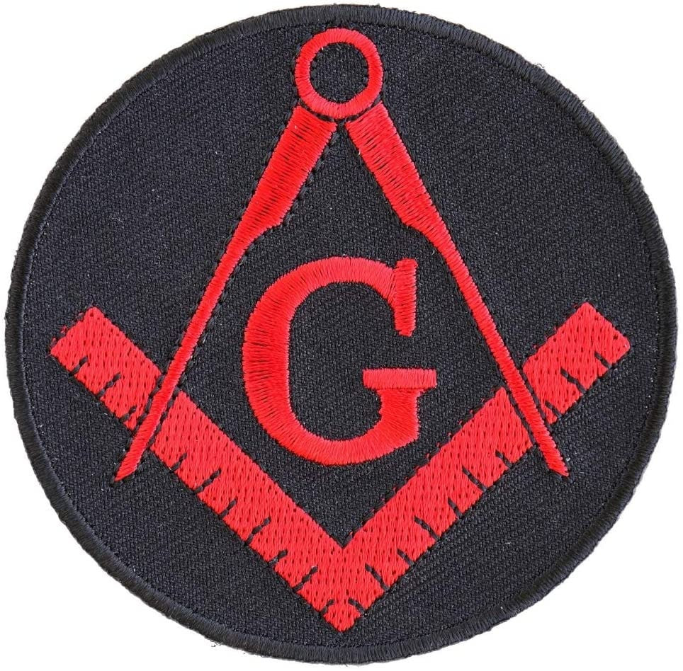 MASONS MASON Red Compass Symbol Patch - Embroidered Patch Appliqué