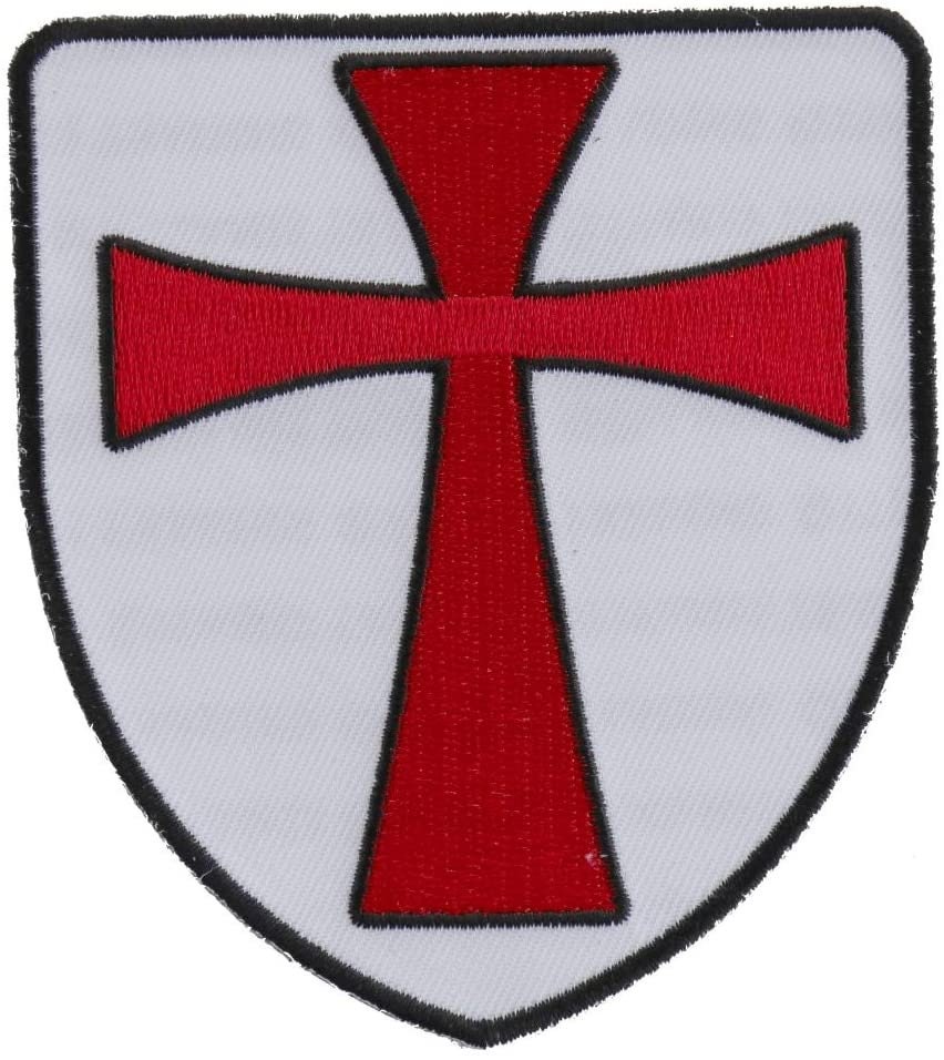Knights Templar Shield Patch - Crusader Medieval Knight Embroidered Patch Appliqué
