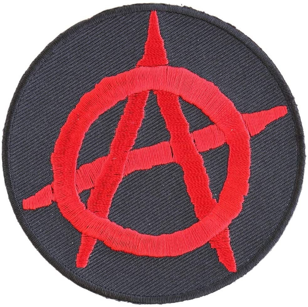 Anarchy Round Patch - Red on Black Original Anarchy Embroidered Patch Appliqué Craft Supply