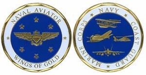 Naval Aviator Wings Of Gold Challenge Coin - United States Navy USN Military Good Luck Double Sided Collectible Challenge Coin