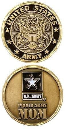 Proud Army Mom Challenge Coin - United States Army Military Good Luck Double Sided Collectible Challenge Coin