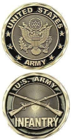 Army Infantry Challenge Coin - United States Army Military Good Luck Double Sided Collectible Challenge Coin
