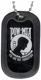 POW MIA Enamel Dog Tag With Chain - United States Military War You Are Not Forgotten Veteran Vet Dog Tag