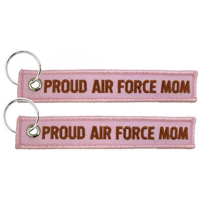 Proud Air Force Mom Pink Keychain - United States Air Force Embroidered Key Ring Keyfob USAF Proud Mom