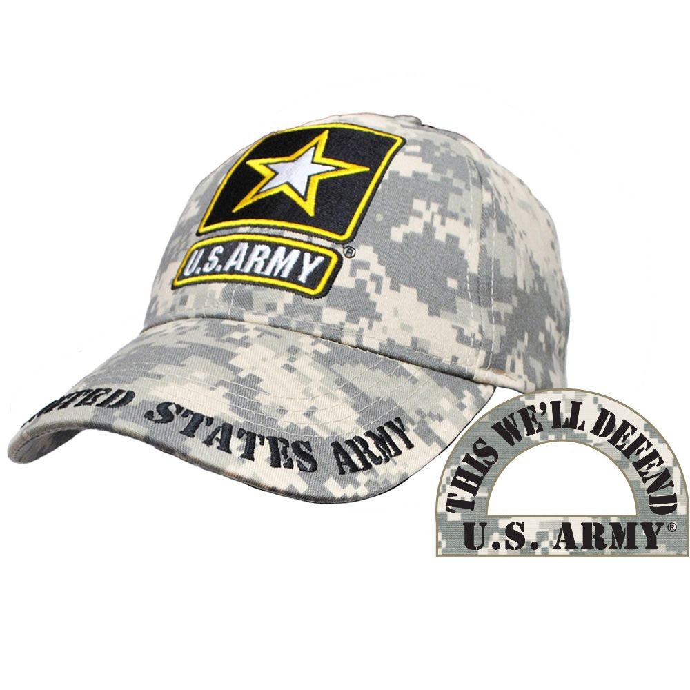 Army Logo Digital Camo Embroidered Cap Hat - United States Army This We'll Defend
