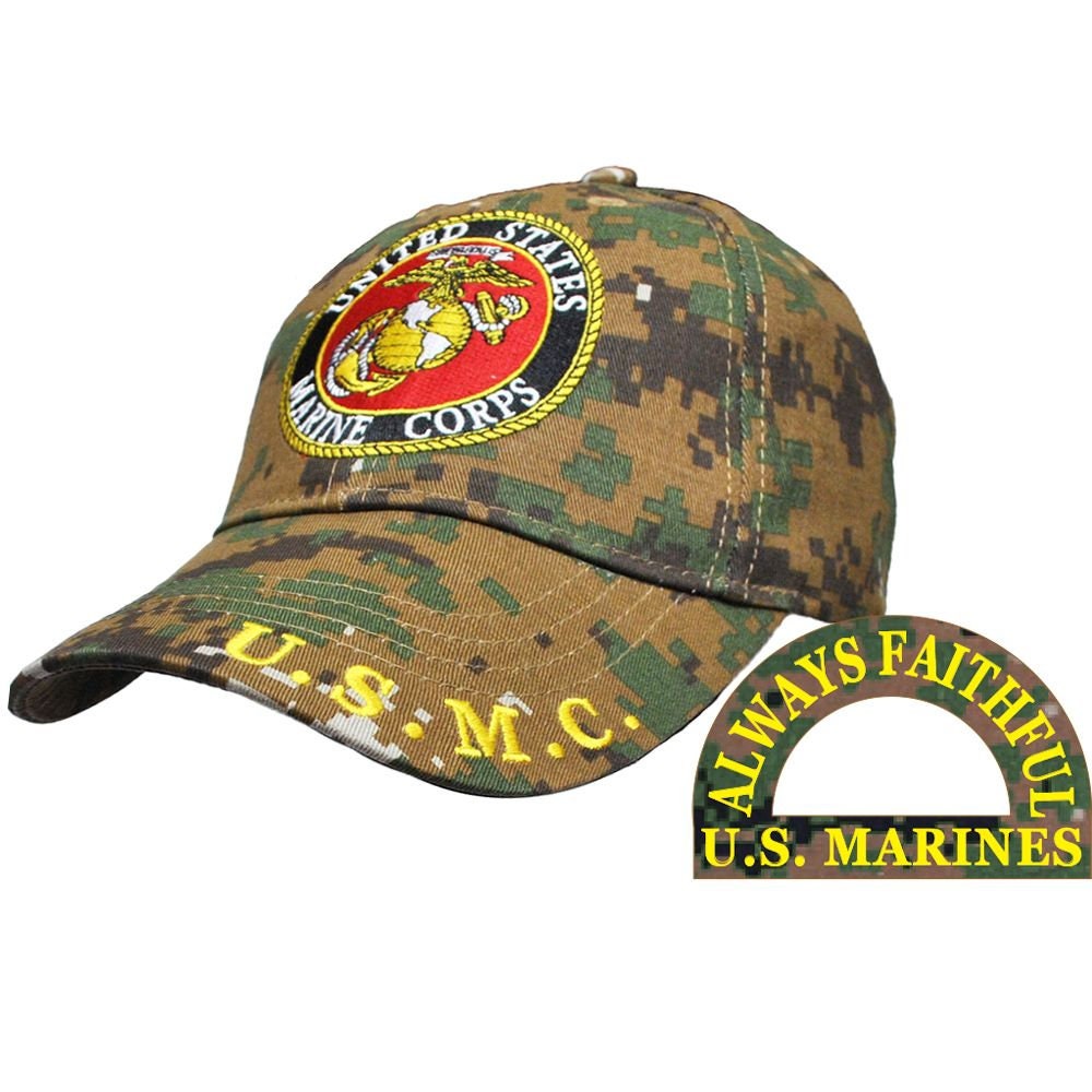 Marine Corp Camo Logo Embroidered Cap Hat - United States Marine Corp USMC Always Faithful Craft Supply