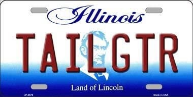 TAILGTR Illinois State Background Metal License Plate Tailgator