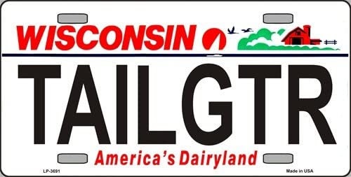 TAILGTR Wisconsin State Background Metal License Plate Tailgator