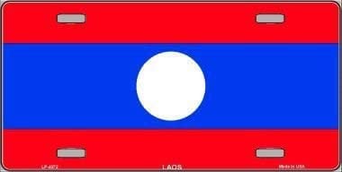 LAOS Flag Metal License Plate Sign Novelty Vanity Laotian Craft Supply