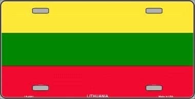 LITHUANIA Flag Metal License Plate Sign Novelty Vanity Lithuanian Craft Supply