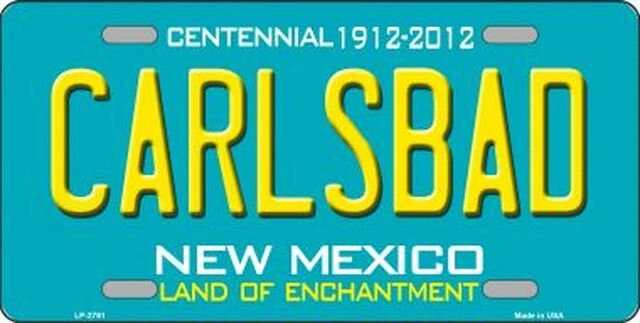 CARLSBAD New Mexico State Background Metal License Plate Sign Novelty Vanity