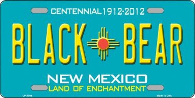 BLACK BEAR New Mexico State Background Metal License Plate Sign Novelty Vanity Craft Supply