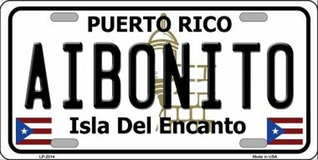 AIBONITO Puerto Rico Background Metal License Plate Sign Novelty Vanity Craft Supply